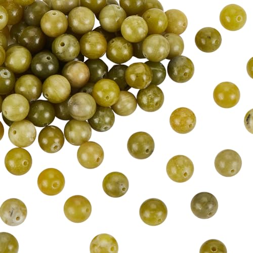 OLYCRAFT 94 Stück natürliche Peridot-Perlen, 8 mm, grüne Peridot-runde Perlen, runde lose Perlen, Energiestein für Armbänder, Halsketten, Schmuckherstellung von OLYCRAFT
