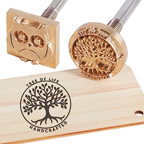 OLYCRAFT Benutzerdefiniertes Holz Brandeisen 3cm/1.2 Zoll Leder Brandeisen Stempel Benutzerdefiniertes Logo BBQ Wärmestempel Mit Eisenkopf Und Holzgriff Für Holzbearbeitung – 16 Muster #1 von OLYCRAFT