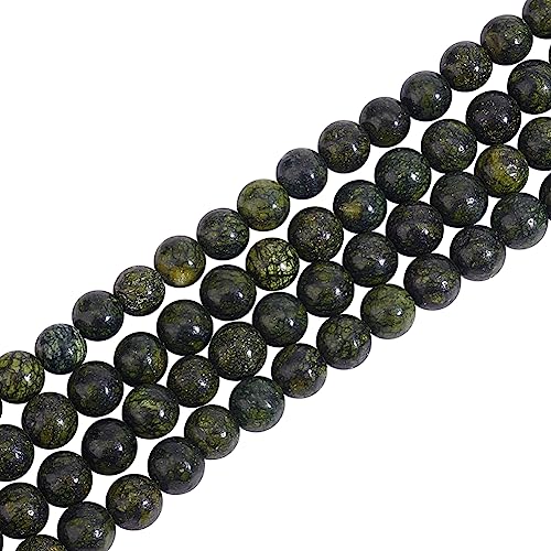 OLYCRAFT Ca. 240 ~ 248 Stück 6 mm natürliche Serpentin-Perlen, runde Serpentin-Perlen, grüne Spitzenstein-Perlen, Edelstein-Perlen, Edelstein-grüne lose Edelstein-Perlen, Energiestein für Armband, von OLYCRAFT