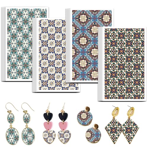 OLYCRAFT Datura Blumen Transferpapier 4 Design 24 Stück Transferpapier Für Polymer Vintage Muster Polymer Ton Transferblätter Florales Kleines Transferpapier Für Ton Ohrringe Schmuckherstellung von OLYCRAFT