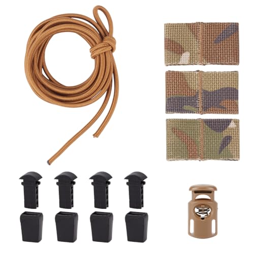 OLYCRAFT Elastischer Spanngurt mit taktischer Flagge, Gummiseil, Braun, Molle-Gurtband, Kordelverschluss, sichere Plattenträgerbefestigung, Nylon mit Kunststoffgurt für Outdoor-Abenteuer von OLYCRAFT