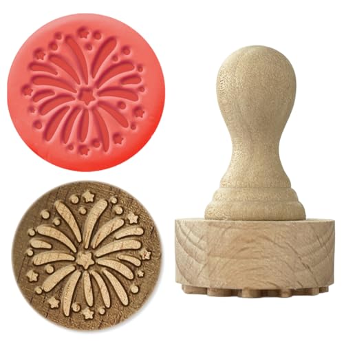 OLYCRAFT Feuerwerk Holzstempel Mit Griff 43x27mm Holzstempel Für Ton Holzstempel Für Töpferwaren Keramikstempel Holzgriff Töpferwerkzeuge Für Die Herstellung von Tonkarten Und Scrapbooking von OLYCRAFT