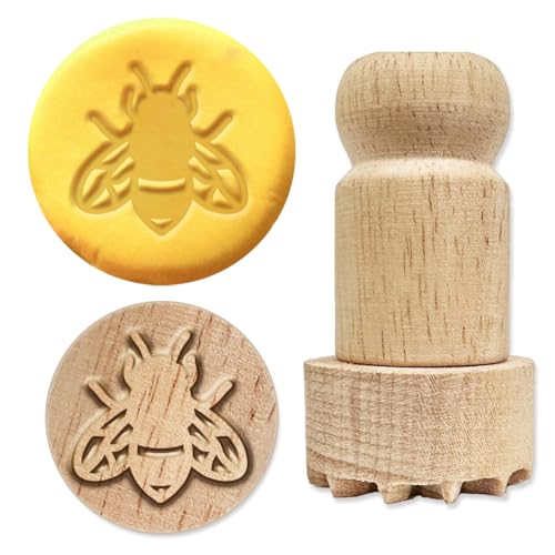 OLYCRAFT Holzstempel 4.5x2.5 cm Bienenmuster Runder Naturlicher Holzstempel Für Die Kartenherstellung DIY-Bastelbrief Tagebuch Und Basteln Scrapbooking von OLYCRAFT