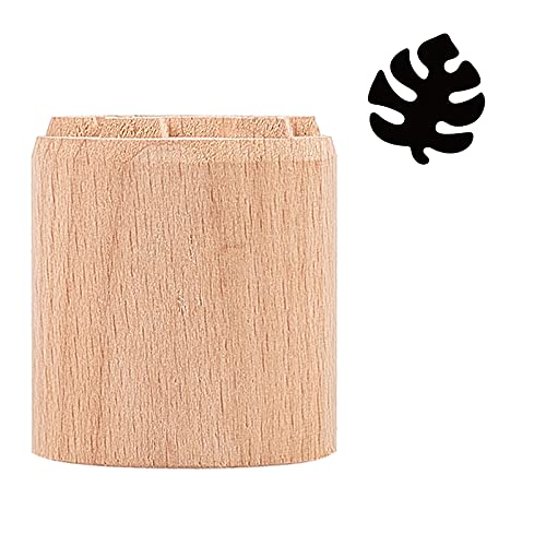 OLYCRAFT Holzstempel Monstera Blattform 35mm Holzwachs Siegelstempel Niedliche Säule Holzstempel Tragbare Naturholzstempel Für Ton Geburtstagsgeschenk von OLYCRAFT