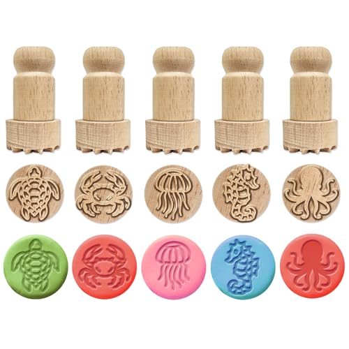 OLYCRAFT Holzstempel mit Griff, 4,6 x 2,5 cm, Holzgriff, Töpferwerkzeuge, Siegel, Holz-Ton, Stempel-Set, kleine Mini-Siegel für Tonkartenherstellung und Scrapbooking, 5 Stück OLYCRAFT Holzstempel mit Griff, 4,6 x 2,5 cm, Holzgriff, Töpferwerkzeuge, Siegel, Holz-Ton, Stempel-Set, kleine Mini-Siegel für Tonkartenherstellung und Scrapbooking, 5 Stück von OLYCRAFT
