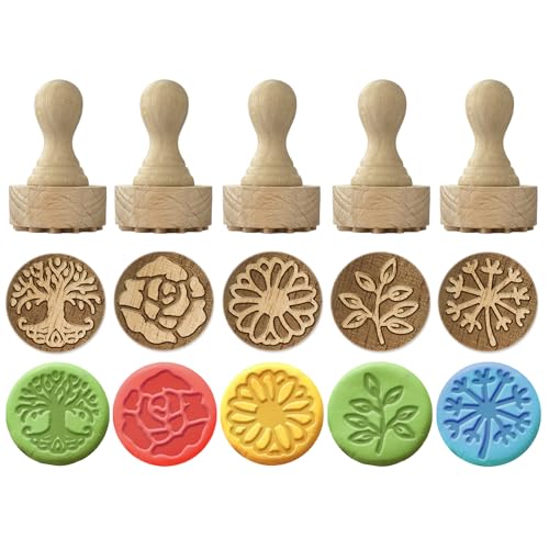 OLYCRAFT Holzstempel mit Griff, 4,6 x 2,5 cm, Holzstempel-Set, Holzgriff, Töpferwerkzeuge, Dichtungen, kleine Mini-Siegel für Ton, Kartenherstellung und Scrapbooking, 5 Stück OLYCRAFT Holzstempel mit Griff, 4,6 x 2,5 cm, Holzstempel-Set, Holzgriff, Töpferwerkzeuge, Dichtungen, kleine Mini-Siegel für Ton, Kartenherstellung und Scrapbooking, 5 Stück von OLYCRAFT