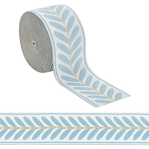 OLYCRAFT Jacquard-Band, ca. 9 m, 6,1 cm, Blattmuster, Jacquard-Polyester-Bänder, blaues Blatt, Jacquard-Stickerei, für DIY, Nähen, Handwerk, handgefertigte Tasche, Gürtel, Kleidung, Dekoration, 9 m OLYCRAFT Jacquard-Band, ca. 9 m, 6,1 cm, Blattmuster, Jacquard-Polyester-Bänder, blaues Blatt, Jacquard-Stickerei, für DIY, Nähen, Handwerk, handgefertigte Tasche, Gürtel, Kleidung, Dekoration, 9 m von OLYCRAFT