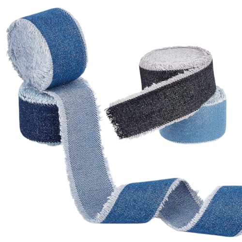 OLYCRAFT Jeansband, Baumwolle, Jeansstoff, 3,3 - 4,3 cm, handgefertigt, Fransen, Stoff, Stoffbänder, Denimband, Verpackung, ausgefranst, für Nähzubehör, Basteln, 4 Rollen, 18 m OLYCRAFT Jeansband, Baumwolle, Jeansstoff, 3,3 - 4,3 cm, handgefertigt, Fransen, Stoff, Stoffbänder, Denimband, Verpackung, ausgefranst, für Nähzubehör, Basteln, 4 Rollen, 18 m von OLYCRAFT