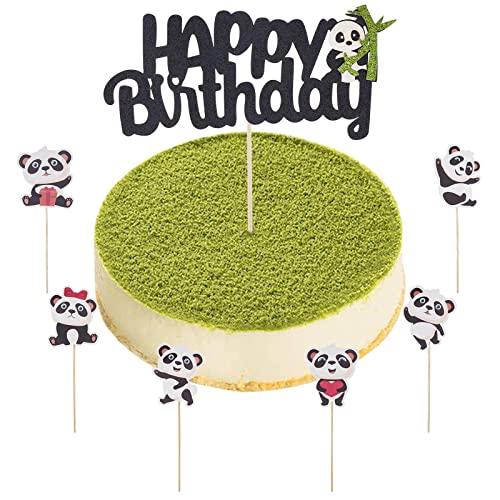 OLYCRAFT Panda Kuchenaufsatz Papier Panda Kucheneinlage Karte Happy Birthday Bär Kuchendekorationen Mini Panda Kuchenaufsatz Für Panda Themen Geburtstagsfeier Zubehör 100x112x0.1mm von OLYCRAFT