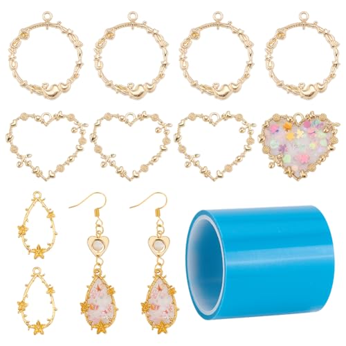 OLYCRAFT Resin Making Set, 12 Stück Open Lünette Charms, Anhänger Aus Legiertem Harzrahmen Mit 1 Rolle Nahtlosem Papierband Für Die Herstellung von Harzschmuck OLYCRAFT Resin Making Set, 12 Stück Open Lünette Charms, Anhänger Aus Legiertem Harzrahmen Mit 1 Rolle Nahtlosem Papierband Für Die Herstellung von Harzschmuck von OLYCRAFT