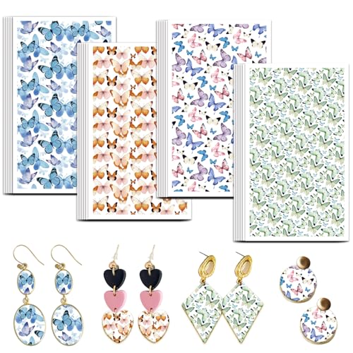 OLYCRAFT Schmetterlings Transferpapier 4 Design 24 Stück Motten Transferblätter Für Polymer Ton Buntes Schmetterlings Transferpapier Für Polymer Kleines Transferpapier Für Ton Ohrringe von OLYCRAFT