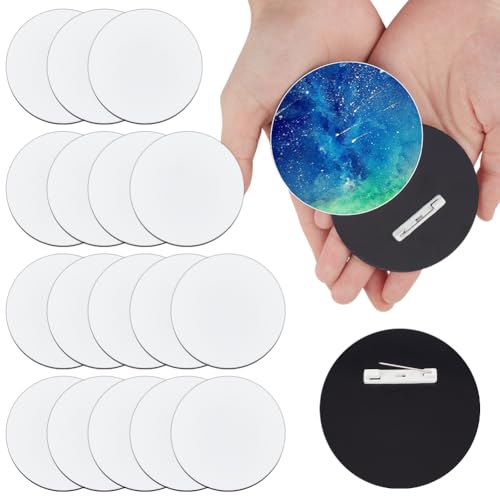 OLYCRAFT Sublimationsknöpfe, Rohlinge mit Nadeln, 7,6 cm, rund, blanko, Weiß, personalisierbares Abzeichen mit Anstecknadelrückseite, für DIY-Projekte, Sublimation, Namensschilder, Rohlinge von OLYCRAFT