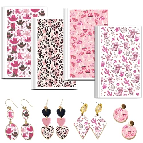 OLYCRAFT Transferpapier Für Ton Mit Western Motiv 4 Design 24 Stück Hüte Und Stiefel Muster Transferpapier Für Polymer Boho Polymer Ton Transferblätter Kleines Transferpapier Für Ton Ohrringe von OLYCRAFT