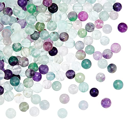 OLYCRAFT 200 Stück Natürliche Fluorit Perlen 4mm Bunte Runde Fluorit Perlen Rund Lose Edelsteine Perlen Runde Schmuckperlen mit Loch Für Armband Halskette Schmuckherstellung von OLYCRAFT
