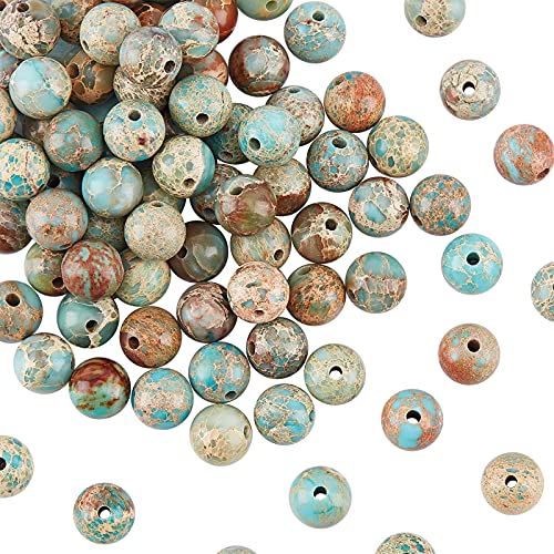 OLYCRAFT Ungefähr 96 Stück 8mm Natural Imperial Jasper Perlen Gefärbt Regalite Jasper Bead Runde Lose Edelstein Perlen Energiestein mit 1mm Loch Für Armband Halskette Ohrringe Schmuckherstellung von OLYCRAFT