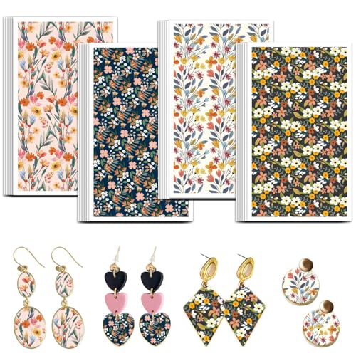 OLYCRAFT Vintage Blumen Transferpapier 4 Design 24 Stück Transferpapier Für Gänseblümchen Polymer Ton Transferblätter Bunte Blumen Transferpapiere Kleine Keramik Aufkleber Für Ohrringe von OLYCRAFT