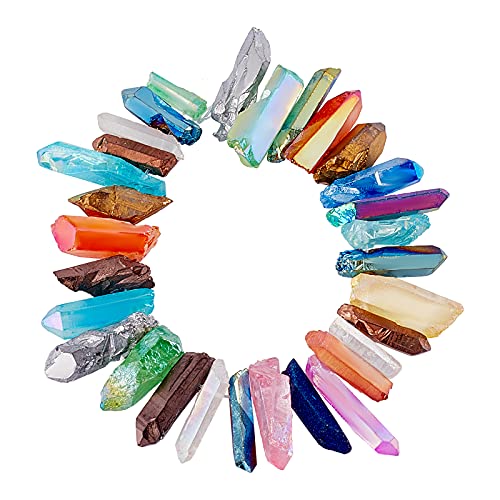 OLYCRAFT über 25~26 Stück Quarzkristallperlenstränge Natürliche Quarzkristalle Für Schmuckherstellung Quarzkristallstifte Spikes Stränge Mischfarbe, 13~35x4~6x4~9mm, Bohrung: 12~1.4mm OLYCRAFT über 25~26 Stück Quarzkristallperlenstränge Natürliche Quarzkristalle Für Schmuckherstellung Quarzkristallstifte Spikes Stränge Mischfarbe, 13~35x4~6x4~9mm, Bohrung: 12~1.4mm von OLYCRAFT