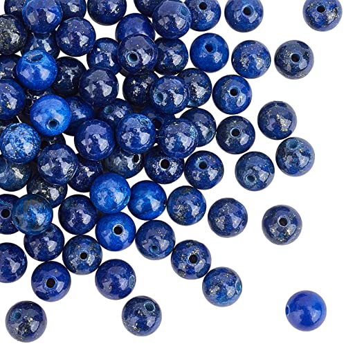 OLYCRAFT 260 Stück 6mm Blaue Lapislazuli Perlen Gefärbt Lapislazuli Perlen Naturstein Perlen zum Auffädeln Rund Edelsteinperlen Energiestein mit 1mm Loch Für Armband Halskette Schmuckherstellung von OLYCRAFT