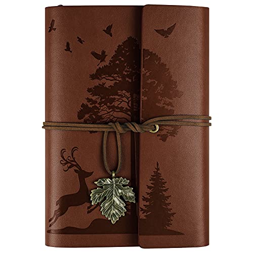 OMEYA Leder Notizbuch Tagebuch, Nachfüllbar Vintage Liniert Reisetagebuch Personalisiert, Ringbuch Tagebuch Für Erwachsene 18,5 x 13 cm, (Braun) von OMEYA