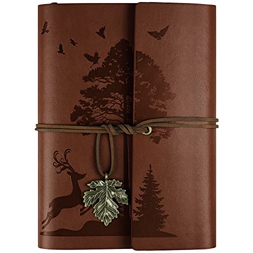 OMEYA Leder Notizbuch Tagebuch, Nachfüllbar Vintage Liniert Reisetagebuch Personalisiert, Ringbuch Tagebuch Für Erwachsene A5 16.5 cm x 23.4cm (Braun) von OMEYA