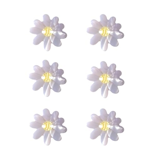 Weiße Gänseblümchen-Knöpfe zum Basteln, Acetat-Knöpfe zum Nähen, Neuheit-Knöpfe für Kleidung, 6 Stück von OMG Decor