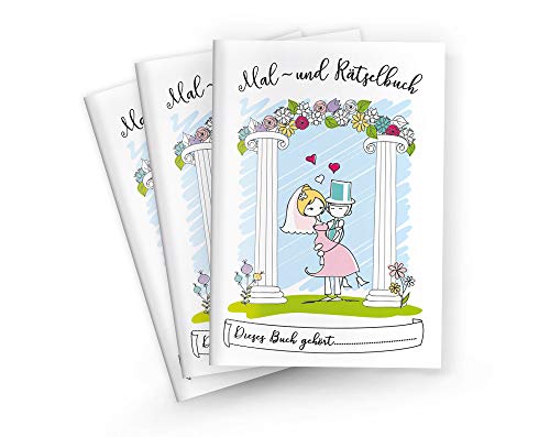 OMG Wedding 3 Malbücher für Hochzeit DIN A5, 24-seitig Hochzeitsmalbuch Gastgeschenke für Kinder bei Hochzeit (3 Malbücher) von OMG Wedding