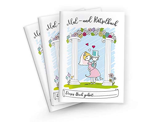 3 Malbücher für Hochzeit DIN A5, 24-seitig Hochzeitsmalbuch Gastgeschenke für Kinder bei Hochzeit (3 Malbücher) von OMG Wedding
