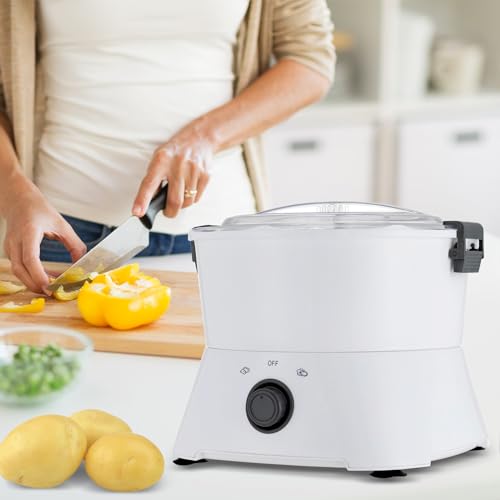 Kartoffelschäler Elektrisch Kartoffelschälmaschine Elektrischer Schäler 800g Kapazität 85 Watt Schälmaschine mit Salatschleuder, Kunststoff, Weiss, 23.6 * 28.3cm Kartoffelschäler Elektrisch Kartoffelschälmaschine Elektrischer Schäler 800g Kapazität 85 Watt Schälmaschine mit Salatschleuder, Kunststoff, Weiss, 23.6 * 28.3cm von OMGGYER