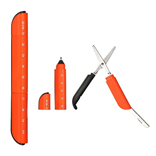 Kreatives Schreibwerkzeug, Kunststoff, Schule, Büro, Multifunktions-Kugelschreiber, Lineal (orange) von OMICE