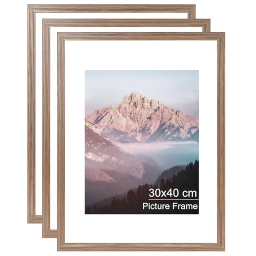 OMISHE Bilderrahmen, 3 x 30 x 40 cm, rustikales Braun, mit Passepartout, Holz, Texturiert, Rustikal, Wandmontage, Vertikal OMISHE Bilderrahmen, 3 x 30 x 40 cm, rustikales Braun, mit Passepartout, Holz, Texturiert, Rustikal, Wandmontage, Vertikal von OMISHE