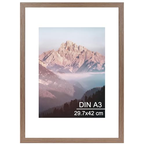 OMISHE Bilderrahmen A3 29,7x42 cm, Rustikaler Brauner Massivholz Bilderrahmen DIN A3 mit A4 Passepartout und Plastikhülle, Holz A3 Rahmen für Wand und Tisch, Rustikales Braun, 1 Pack OMISHE Bilderrahmen A3 29,7x42 cm, Rustikaler Brauner Massivholz Bilderrahmen DIN A3 mit A4 Passepartout und Plastikhülle, Holz A3 Rahmen für Wand und Tisch, Rustikales Braun, 1 Pack von OMISHE