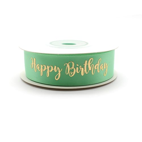 OMISS - Band grün (Green Mint) mit goldfarbener Schrift – Happy Birthday – Dekoration für Geburtstag (grün) von OMISS
