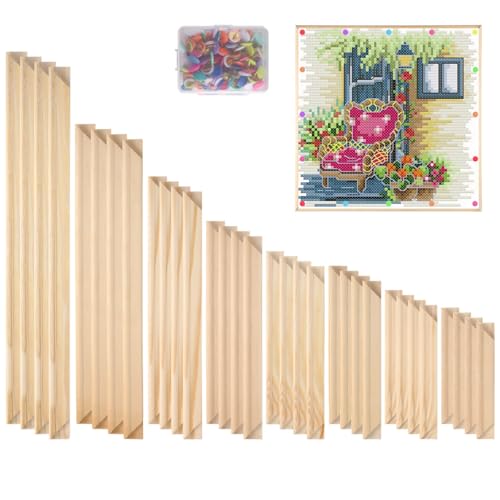 Nadelspitzen-Keilrahmen für Handarbeiten, 8 Größen mit 100 Pins, Leinwand-Keilstäbe, Nadelarbeits-Kunstbedarf, Holz-Leinwand, Nadelspitzenrahmen, einfache Montage, ideal für Stickerei, Handarbeiten Nadelspitzen-Keilrahmen für Handarbeiten, 8 Größen mit 100 Pins, Leinwand-Keilstäbe, Nadelarbeits-Kunstbedarf, Holz-Leinwand, Nadelspitzenrahmen, einfache Montage, ideal für Stickerei, Handarbeiten von OMISTAR