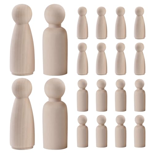 OMJMYY 20 Stück Holzfiguren zum Bemalen Spielfiguren Puppen zum Anmalen Holz Familie Figuren Holzkegel Dekoration DIY für Basteln Malen Weihnachten Hochzeit Geburtstag Dekoratio (65 mm) von OMJMYY