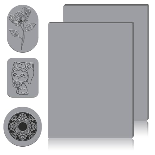OMJMYY 2 Stück Stempelgummi Laser 297 x 211 x 2,3mm Laser Gummi Blatt Pad Stempelgummi für Laser Lasergummi Stempel A4 Stempelgummi für Diy Crafts Stamp Gravurmaschinen (Grau) von OMJMYY