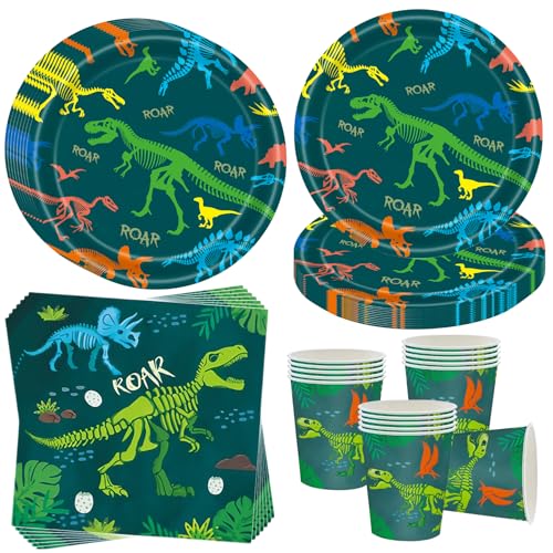Dino Dinosaurier Partygeschirr für 16 Gäste,Dinosaurier Dino Partyteller Geburtstag Geschirr,Jura Party Deko Dinosaurier Dino Pappteller Becher Servietten für Kindergeburtstag Deko Dino Dinosaurier Partygeschirr für 16 Gäste,Dinosaurier Dino Partyteller Geburtstag Geschirr,Jura Party Deko Dinosaurier Dino Pappteller Becher Servietten für Kindergeburtstag Deko von OMZSXK