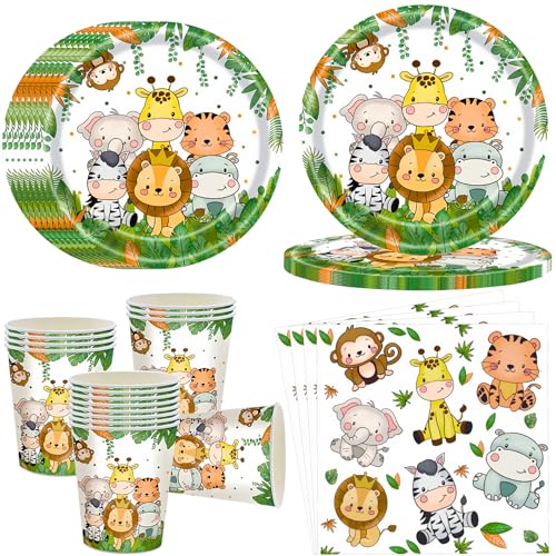 OMZSXK Dschungel Safari Partygeschirr für 16 Gäste, Dschungel Safari Partyteller Geburtstag Geschirr, Dschungel Safari Tiere Pappteller Becher Servietten Kindergeburtstag Deko OMZSXK Dschungel Safari Partygeschirr für 16 Gäste, Dschungel Safari Partyteller Geburtstag Geschirr, Dschungel Safari Tiere Pappteller Becher Servietten Kindergeburtstag Deko von OMZSXK