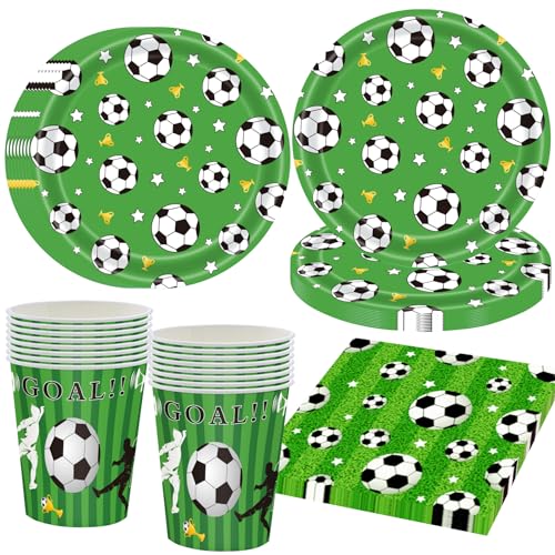 Fußball Partygeschirr für 16 Gäste,Grün Fussball Partyteller Party Deko Geschirr,Fußball Pappteller Pappbecher Servietten,Fussball Party Dekorationen Mädchen Junge Kindergeburtstag Deko Fußball Partygeschirr für 16 Gäste,Grün Fussball Partyteller Party Deko Geschirr,Fußball Pappteller Pappbecher Servietten,Fussball Party Dekorationen Mädchen Junge Kindergeburtstag Deko von OMZSXK