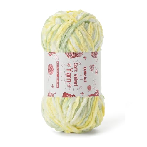 100 g flauschiges Samt-Chenille-Garn zum Häkeln und Stricken, 80 m Babygarn zum Häkeln, weiche, grobe Häkelgarne, Amigurumi-Garne (grünliches Gelb) von OMoiut