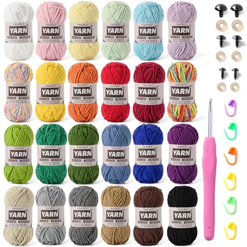 24 Stück grobes Chenille-Garn zum Häkeln, sperriges Samtgarn zum Häkeln, Babygarn zum Häkeln, weiche Decke, 2100 m, Amigurumi-Garne für Bastelset A 24 Stück grobes Chenille-Garn zum Häkeln, sperriges Samtgarn zum Häkeln, Babygarn zum Häkeln, weiche Decke, 2100 m, Amigurumi-Garne für Bastelset A von OMoiut
