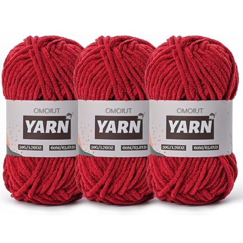 Amigurumi-Strickgarn aus Plüsch-Chenille, grob, Baby-Garn zum Häkeln, weich, flauschige Samtgarne, Stricken für Decken, Basteln, 150 g, 3 Packungen Amigurumi-Strickgarn aus Plüsch-Chenille, grob, Baby-Garn zum Häkeln, weich, flauschige Samtgarne, Stricken für Decken, Basteln, 150 g, 3 Packungen von OMoiut