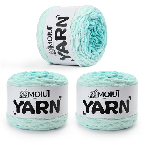 Blanket Perfect Ombre Kuchengarn – Babygarn zum Häkeln weich – 300 g – #6 Super Bulky – 200 m zum Stricken, Basteln und Amigurumi, grobes Chenille-Garn (3 Minz-Gletscher) von OMoiut
