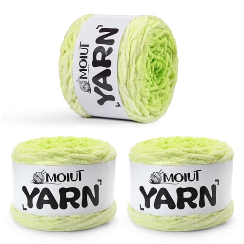Blanket Perfect Ombre Kuchengarn – Babygarn zum Häkeln weich – 300 g – #6 super sperrig – 200 m zum Stricken, Basteln und Amigurumi, grobes Chenille-Garn (3 Limettengrün) von OMoiut