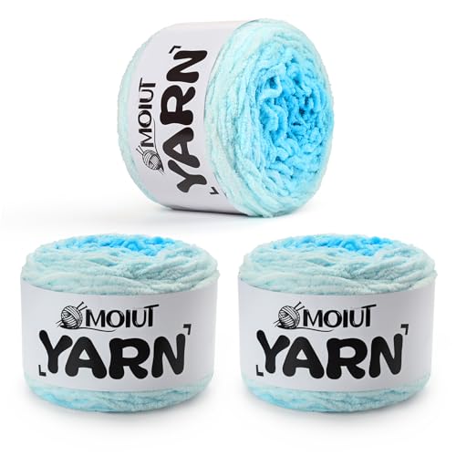 Blanket Perfect Ombre Kuchengarn – Babygarn zum Häkeln weich – 300 g – #6 super sperrig – 200 m zum Stricken, Basteln und Amigurumi, grobes Chenille-Garn (3 Meerblau) von OMoiut