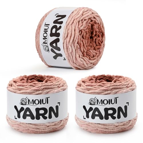Blanket Perfect Ombre Kuchengarn – Babygarn zum Häkeln weich – 300 g – #6 super sperrig – 200 m zum Stricken, Basteln und Amigurumi, grobes Chenille-Garn (3 Milchkaffee) von OMoiut