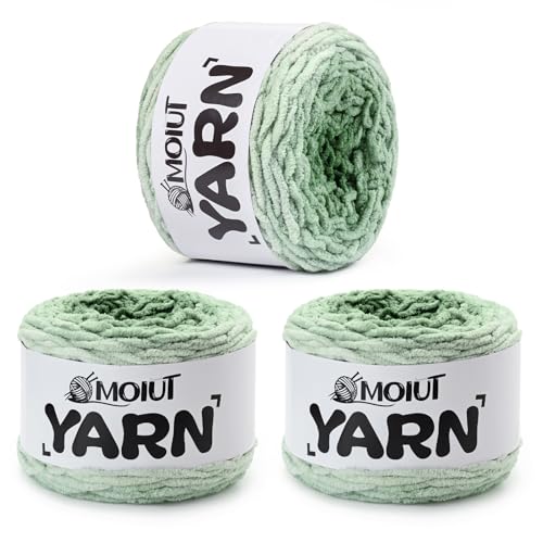 Blanket Perfect Ombre Kuchengarn – Babygarn zum Häkeln weich – 300 g – #6 super sperrig – 200 m zum Stricken, Basteln und Amigurumi, grobes Chenille-Garn (3 Moosgrün) von OMoiut