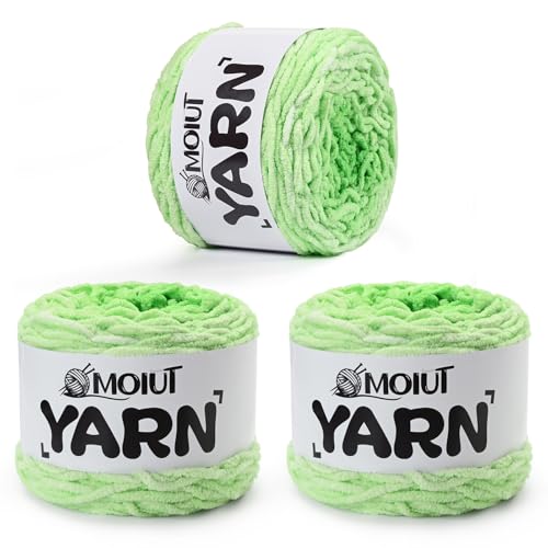 Blanket Perfect Ombré-Kuchengarn – Babygarn zum Häkeln weich – 300 g – #6 super sperrig – 200 m zum Stricken, Basteln und Amigurumi, grobes Chenille-Garn (3 Teegrün) von OMoiut