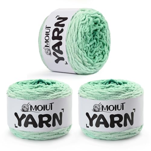 Blanket Perfect Ombre Kuchengarn – Babygarn zum Häkeln weich – 300 g – #6 super sperrig – 200 m zum Stricken, Basteln und Amigurumi, grobes Chenille-Garn (3 grüne Minze) von OMoiut