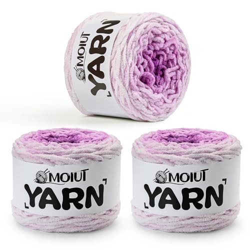 Blanket Perfect Ombre Kuchengarn – Babygarn zum Häkeln weich – 300 g – #6 super sperrig – 200 m zum Stricken, Basteln und Amigurumi, grobes Chenille-Garn (3 lila Tulpen) von OMoiut