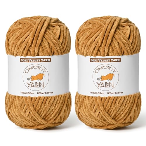 Braunes flauschiges Samtgarn zum Häkeln, grobes Chenille-Babydeckengarn zum Häkeln, weiches, flauschiges Puzzle-Garn zum Stricken, (je 100 g) sperrige, dicke Amigurumi-Häkelgarne von OMoiut